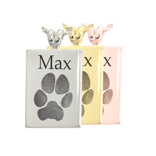 Actual Paw Print Pendant - Rectangle
